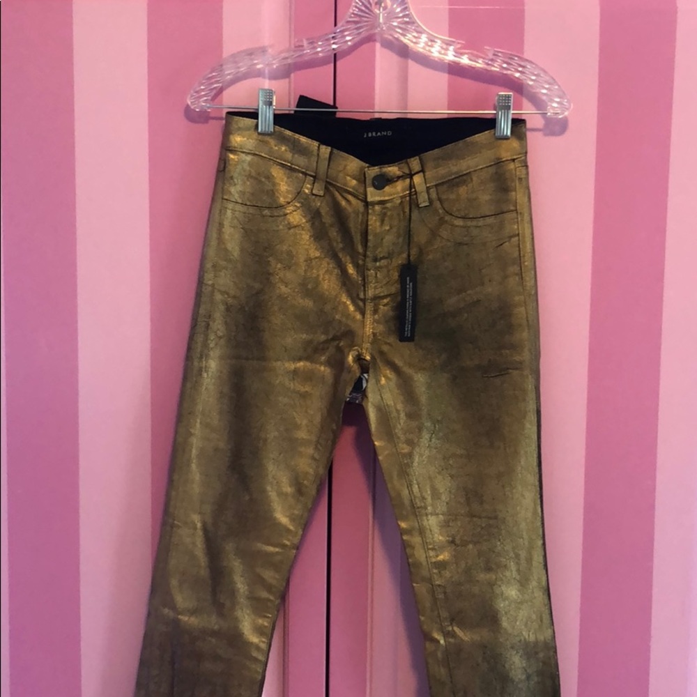 Mid rise gold leaf skinny jeans